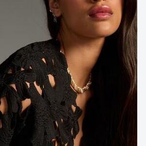 Floral Eyelet Kaftan  Black Sheath Midi Dress with Flutter Sleeves